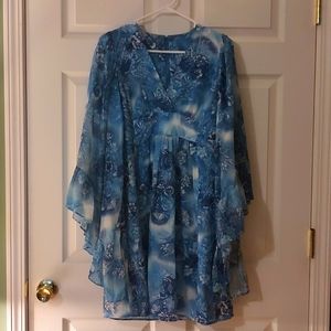 Blue floral handmade 60's mini dress